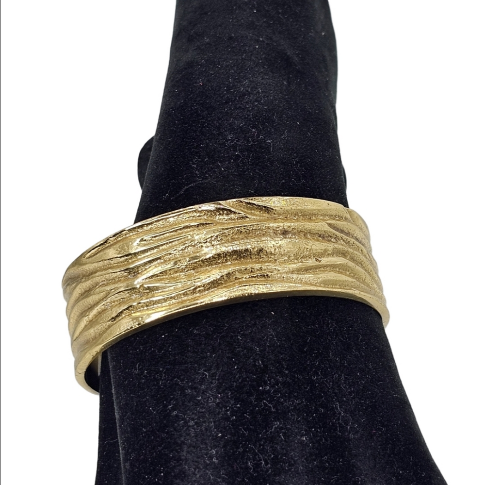Rustic Cuff Faux Gold Ribbed Bracelet